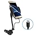 Te-Rich Auto Cell Phone Car Holder Cigarette Lighter Mount Charger [Dual USB Port, 3.1A] w/Built-in Micro USB Charging Cable for Android Smart Phones