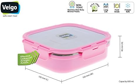 Veiki VEIGO Classic Stainless Steel Lunch Box (Big) (Pink)