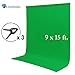 LimoStudio 9 x 15 ft. Green Chromakey Muslin Backdrop Background Screen for Photo Video Studio, 3 x Backdrop Clamp, AGG1777 primary