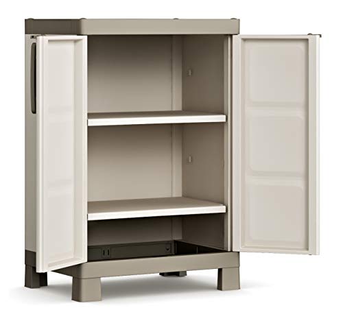 Keter Excellence Kunststoffschrank, niedrig, beige/taupe, 65 x 45 x 97 cm – Bild 3