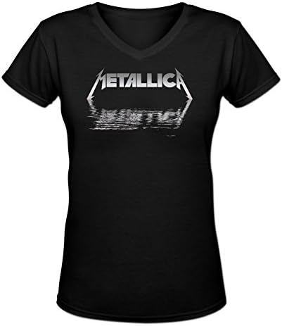 Jamefoxfit Womens Design Metallica V-neck Slim Fit T-shirt XXL Black