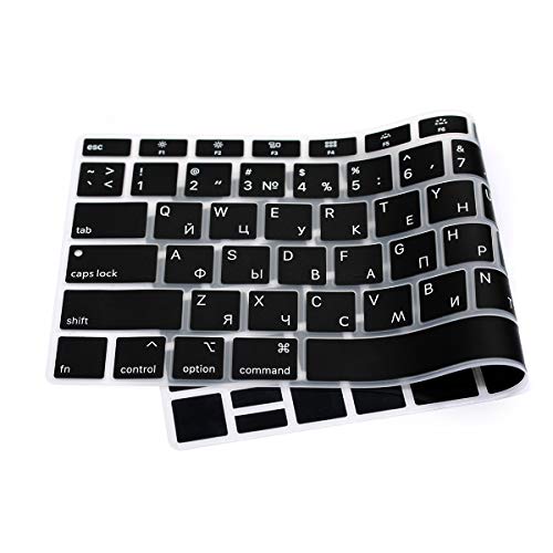 HRH Black Russian Language Silicone Keyboard Cover Skin for MacBook Newest Air 13 Inch 2018 Release A1932 with Retina Display and Touch ID,USA Layout - Thumbnail 2
