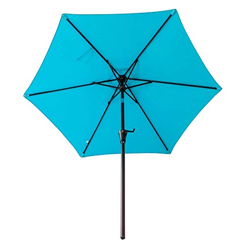 FLAME&SHADE 7.5 ft Outdoor Market Patio Table Umbrella with Tilt, Aqua