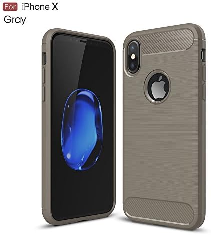 AWESON Iphone X Case, Carbon Fiber Feel for Premium Look, Shock Full Protection Drop Resistance, Rugged Armor Cover for iPhone X (Gray)