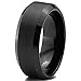 Tungsten Wedding Band Ring For Men & Women, Brushed Matte Black Engagement Ring Finish w/ Beveled Polished Edge - Durable and Comfortable 8mm Width Ring
