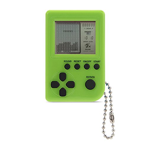 Mini Keychain Pendant Game Tetris Game Toy Exquisite Gift Packaging Toys Built-in 26 Games (Green)