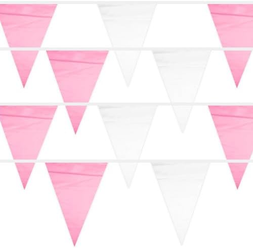 Amazon Com 100 Foot Pennant Banner 48 Pink And White