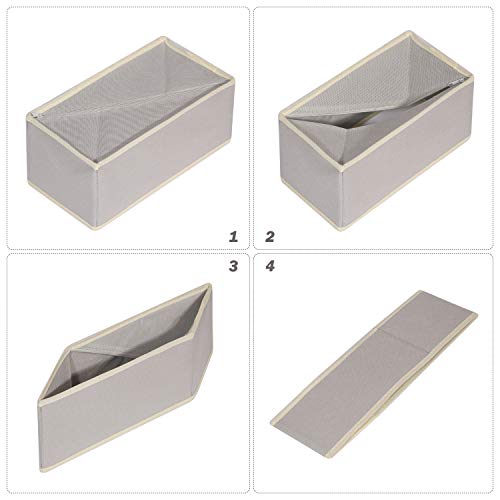 DIOMMELL Foldable Cloth Storage Box Closet Dresser Drawer Organizer Fabric Baskets Bins Containers Divider for Clothes Underwear Bras Socks Lingerie Clothing,Set of 6 Grey 060