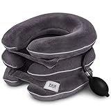 Best Cervical Neck Traction Device - Neck Stretcher - Cervical Collar for Decompression - Neck Pain Relief Devices - Inflatable Neck Brace Pillow (Gray)