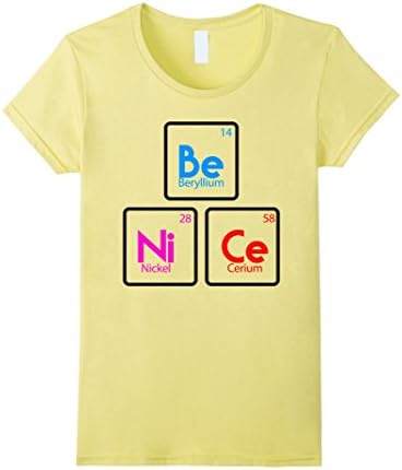 Womens Be Beryllium Ni Nickel Ce Cerium Periodic Table Tshirt Small Lemon