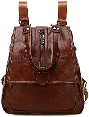 Leather Backpack Purse for Women，Waterproof Vintage Fashion Rucksack，Lightweight PU Shoulder Bag Handbags