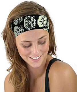 Fun Glow in the Dark Sugar Skulls Soft Cloth Headband Day of Dead Headwrap