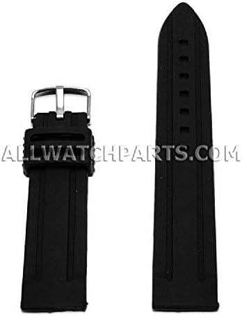 22mm Sport Black Silicone Rubber Watch Strap