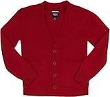 French Toast School Uniform Boys Anti-Pill V-Neck Cardigan Sweater, Red, Small (6/7)