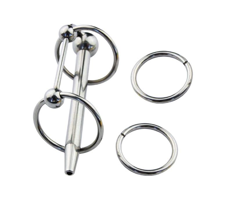 Bondage Masters Prince's Wand Urethral Penis Plug Urethral Sounds Dilator, Twin Rings
