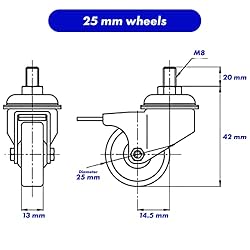 GBL Heavy Duty Swivel Casters with 4 Brakes + Bolts