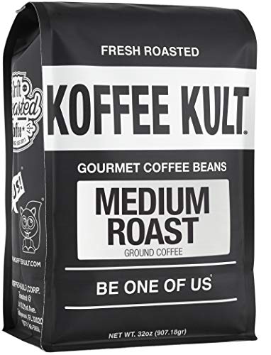 Koffee Kult Koffee Kult Medium Roast Smooth and Flavorful Medium Roast Ground Coffee - Perfect for a Relaxing Cup Anytime (Medium Roast, 32oz)