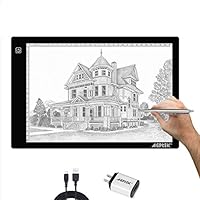 AGPtek A4 Ultra-thin Portable LED Artcraft Tracing Light Pad USB Cable + Wall Adapter Powered Brightness Control For Artists, Drawing, Sketching, Animation, X-ray Viewing, Sewing, Tattoo, Quilting