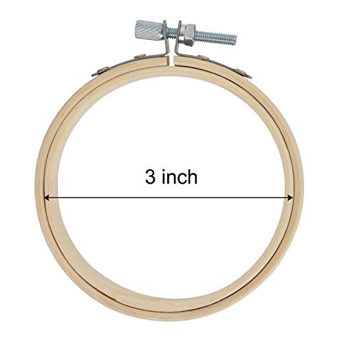 [20 Pack, 3 Inch] Embroidery Hoops, Browill Adjustable Bamboo Circle Cross Stitch Hoop Kit for DIY Arts Crafts Ornaments, Handmade Sewing Home Decorations - Thumbnail 2