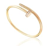 L&H Jewelry - Women's Stainless Steel Nail Love Bangle Bracelet - Rose Gold color - Free Gift Box included
