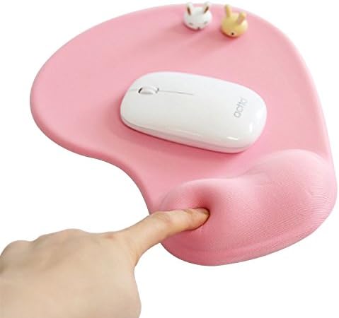 Apoi Mouse Pad with Gel Wrist Support Silicone Gel Wrist Support Mouse Pad Mat for Laptop Desktop - Non-slip Rubber Base(Pink)