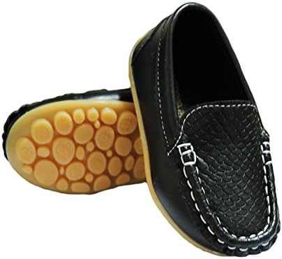 Loafers Water Resistent Slip On Split Leather Boys&amp;Girls Oxfords-Deck Shoes/Sneakers black 34 ¡­