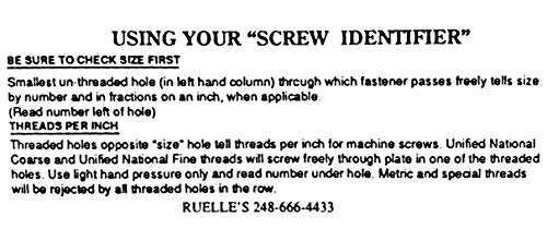 Screw Chek'r SAE/Inch Screw Checker (No. 4 to 1/2) 1/8 Inch Heavy Gauge Steel Screw Checker, Made In USA
