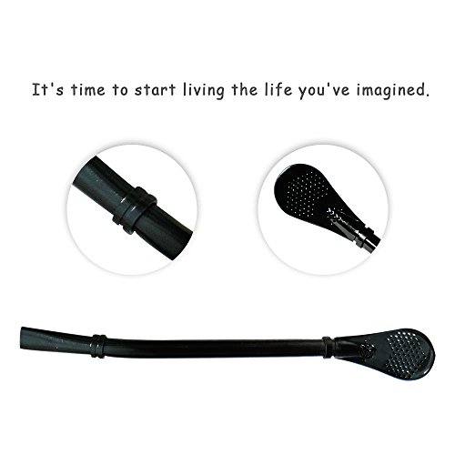 Yerba Mate Bombilla, Tea Bombilla Gourd Drinking Filter Straws Stirrer 304 Food-Grade Stainless Steel Straw with 6.3" Length, 1 PCS (Black)