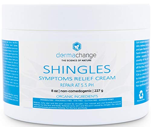 Organic Shingles Symptoms Relief Cream - With Manuka Honey - Antibacterial Face Body Recovery Cream - Nerve Pain Relief - Rash, Rosacea & Eczema Treatment - Relieve Itchy Dry Skin (8 oz) - Made in USA
