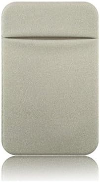 Cell Phone Credit Card Holder Stick on Lycra Wallet Pouch For Apple iPhone Samsung Galaxy (Silver)