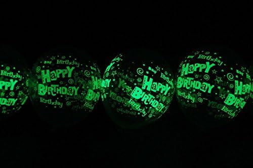 Sawan Shop - 10Pck - Balloon Happy Birthday Party Decoration 11 inch Glow in The Dark Clear Latex
