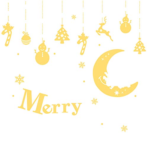 Pgojuni Merry Christmas Decorations Wall Stickers Merry Christmas Garland Wall Murals 1PC (L)