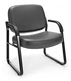 OFM Big and Tall Reception Chair with Arms - Anti-Microbial/Anti-Bacterial Vinyl Mid-Back Guest Chair, Charcoal (407-VAM)