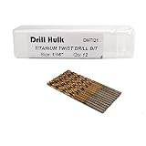 Pack of 12, 1/16-Inch Titanium Nitride Coated Drill Bit, High Speed Steel, Jobber Length, for Metal, Plastic, Wood