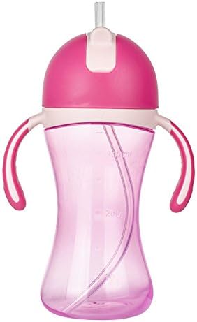 Shinybaby Baby Cup with Handles Straw Cup for Kids Trainer Straw Bottle Learner Sippy Cup For Babies &amp; Toddler,10 Ounce (Pink)