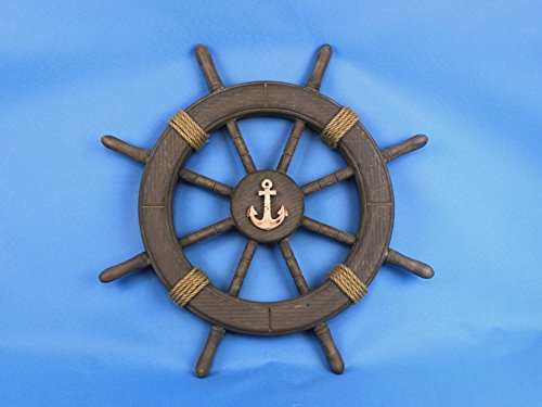 Antique Decorative Ship Wheel With Anchor 18"- Ship Steering Wheel- Pirate Ship - Thumbnail 3