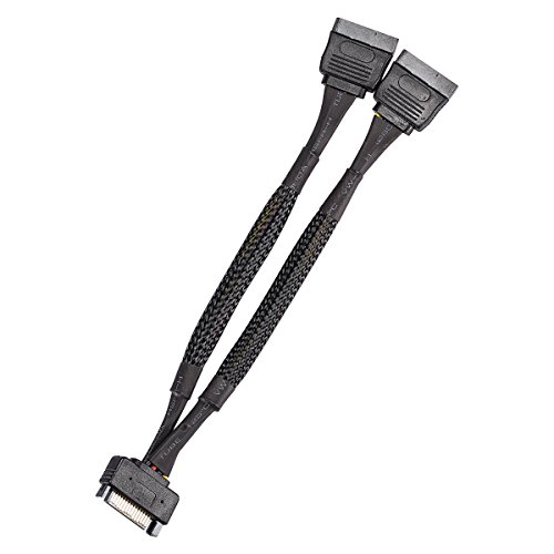 Zheino 2 Pack 15 Pin to Dual 15 Pin SATA Power Splitter Cable Distribution Cable 15cm
