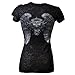 Hot Leathers Asphalt Angel Ladies Burnout Short Sleeve Biker T-Shirt (Black, XX-Large)