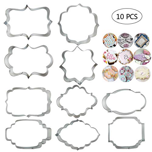 10 PCS Plaque Frame Cookie Cutters Set Different Frames Fondant Cutter Molds for Making Mousse Cake Cookies Biscuit, Fruit, Bread Wedding and Birthday Party Decorations