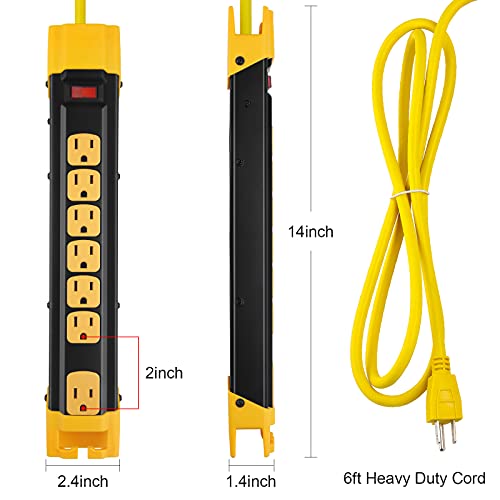 Heavy Duty Power Strip,7 Outlets Metal Power Strip,Outdoor Surge
