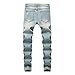 Boy's Light Blue Skinny Fit Ripped Destroyed Distressed Stretch Fashion Slim Jeans Pants