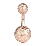 Ruifan 1PC 316L Surgical Steel Matte Balls 14G 6mm 1/4 Inches Short Belly Earring Navel Button Ring - Rose Gold