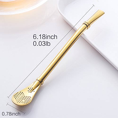 Buyer Star 8 Pcs Spoon Straws, 4 Color Tea Filter Colander Reusable Drinking Straws Long Barware Strainer Stirring Steel Spoon Tea Infuser, Length 6.22"