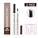 Eyebrow Tattoo Pen -LQQL microblade pen Microblading Eyebrow Pencil with a Micro-Fork Tip Applicator Creates Natural Looking Brows Effortlessly and Stays on All Day -2 pcs(Brown)