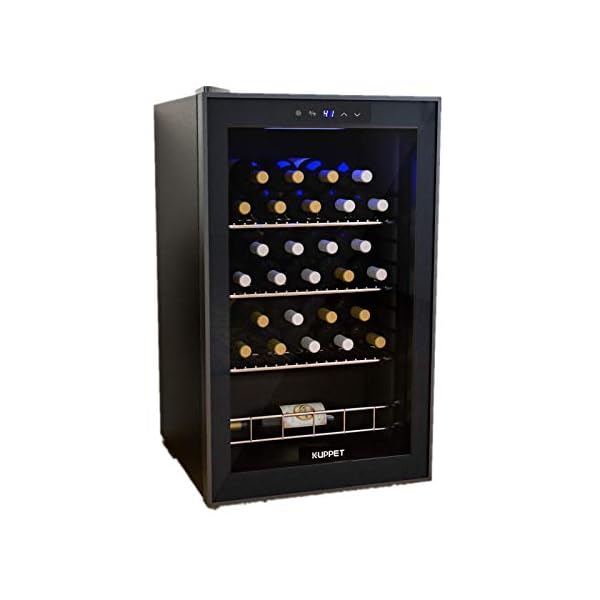 KUPPET-27-Bottles-Compressor-Freestanding-Wine-CoolerChiller-RedWhite-Wine-Beer-and-Champagne-Wine-Cellar-Digital-Temperature-Display-Double-layer-Glass-Door-Quiet-Operation