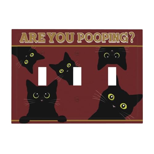 Black Cat Pooping Funny Cat Light Switch Cover