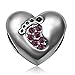 JMQJewelry Heart Baby Love Footprints Birthstone February Purple Charms for Bracelets