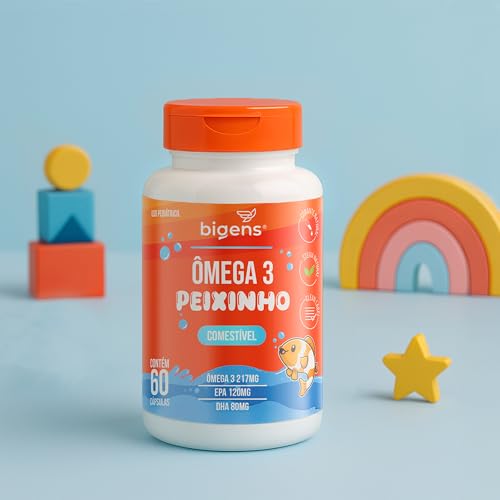 Ômega 3 Peixinho, Concentrado em EPA e DHA, Sabor laranja, 60 Caps Mastigáveis, Bigens