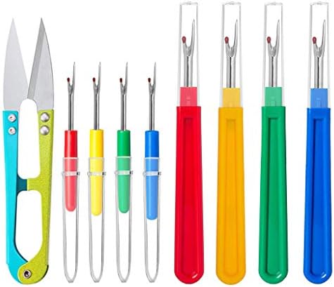 Eraimp 9 Pieces Colorful Seam Ripper 4 Big and 4 Small Handy Stitch Ripper Sewing Tools with 1 Sewing Trimming Tread Scissors for Opening Seams and Hems