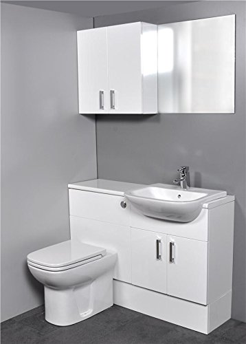 Gloss White Fitted Bathroom Furniture 1200mm Basin Sink Toilet